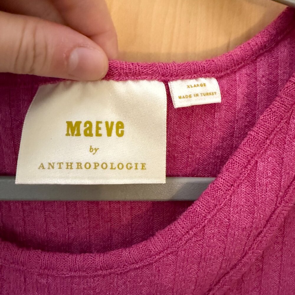 Anthropologie | Maeve Fuschia Ribbed Tank - Picture 2 of 3